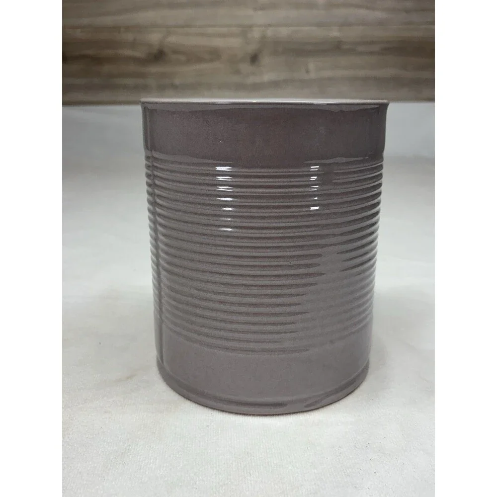 Sur La Table Terracotta Utensil Holder Diameter 5.75” Height 6.75” Gray Ribbed